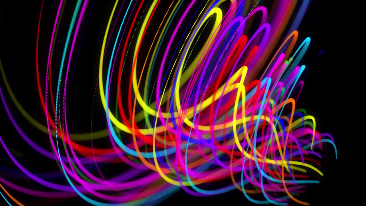 stylish creative abstract background in 4k. colored lines swirling in spiral fly along swirling path. Motion design bg of particles shaping lines, helix and abstract structures. 3d render