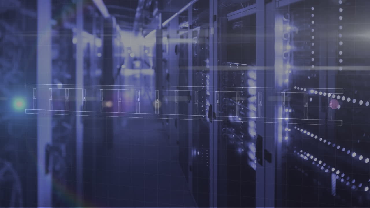 Animation of dna strand spinning and data processing over computer servers