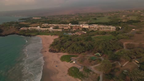 Tiro-Giratorio-De-Playa-Con-árboles