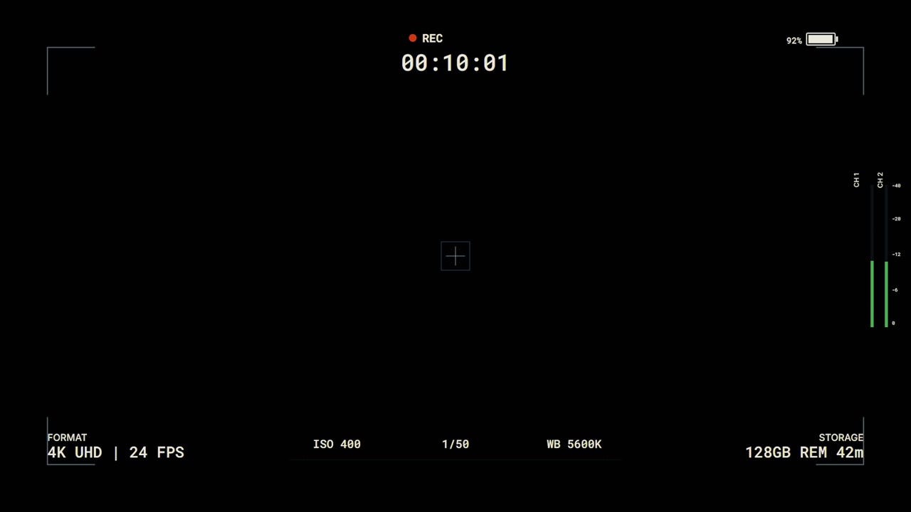 Digital Camera Recording Interface Overlay with Black Background