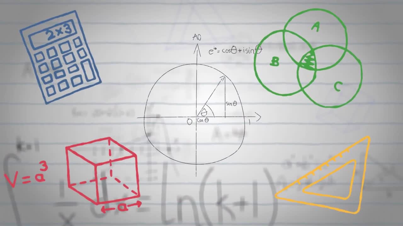 ⁇ 색 배경 에 있는 학교 물건 아이콘 의 애니메이션