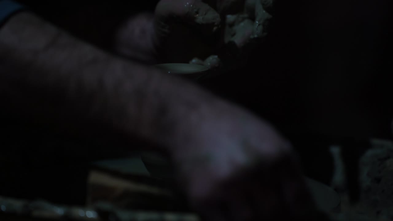 Potter Molding Clay with Hands, Master Spins, Creating Forms in Ancient Production Techniques