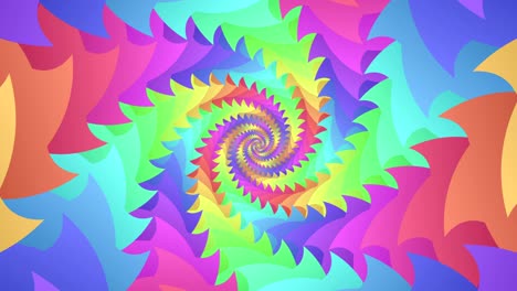 animación de fondo de túnel espiral psicodélico colorido. animación 3d en bucle de arco iris de caleidoscopio multicolor