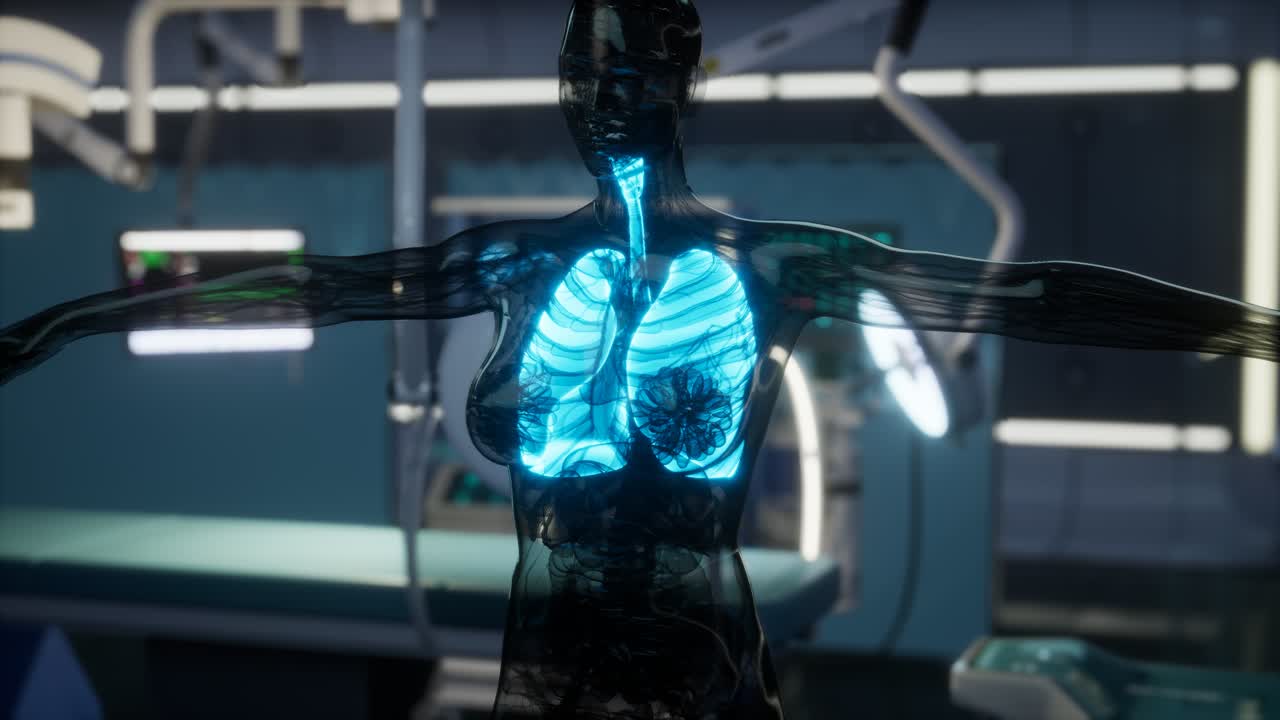 examen radiológico de pulmones humanos en laboratorio