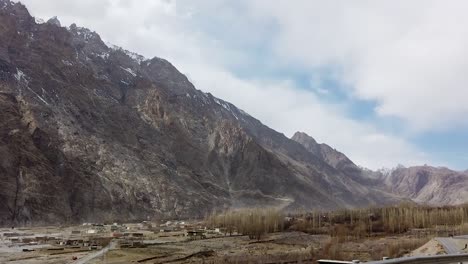 on ride shot in hunza valley, gilgit baltistan northen area of pakistan on the karakoram highway surrounded by mountains