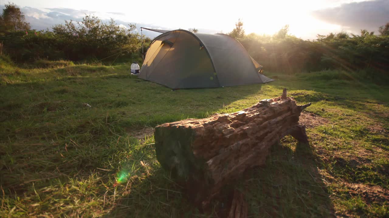 Timelapse of a tent during a moody sunset