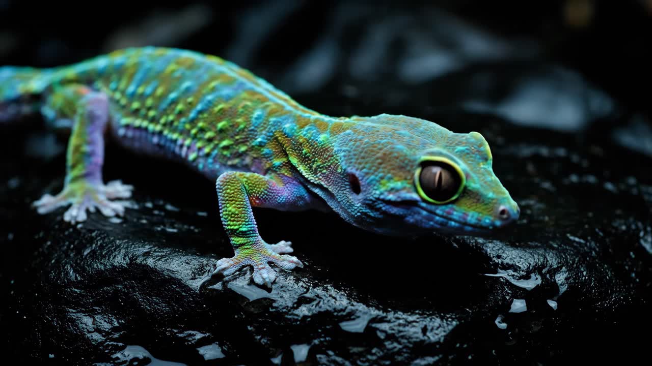 Colorful Gecko on Rock