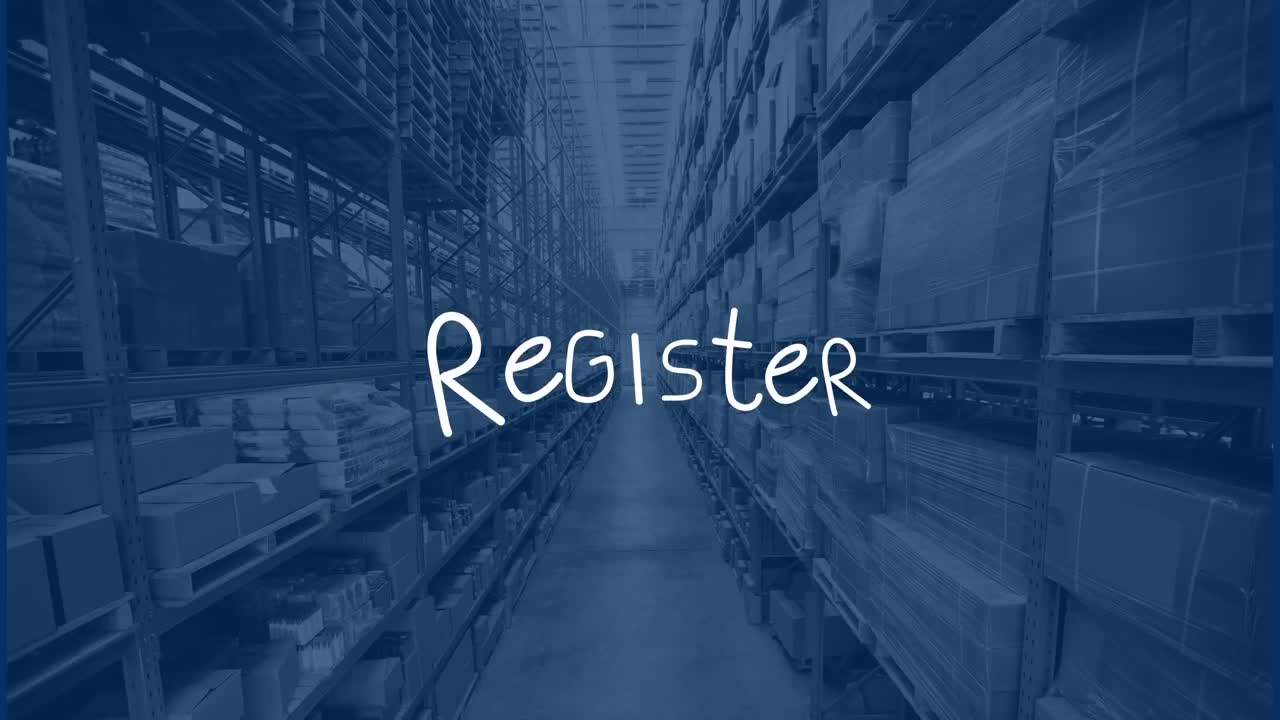 Animation of register text over warehouse