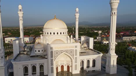 mosque pride of muslims named after the prophet muhammad in shali. drone view