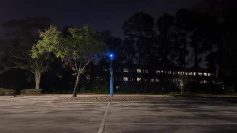 blue light on emergency phone station for safety and security at night