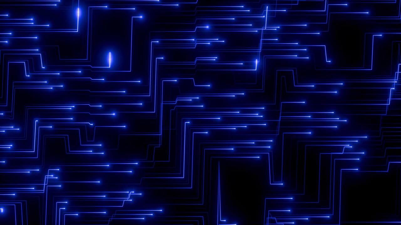 Abstract Blue Glowing Digital Data Flow Circuit Board Pattern Background