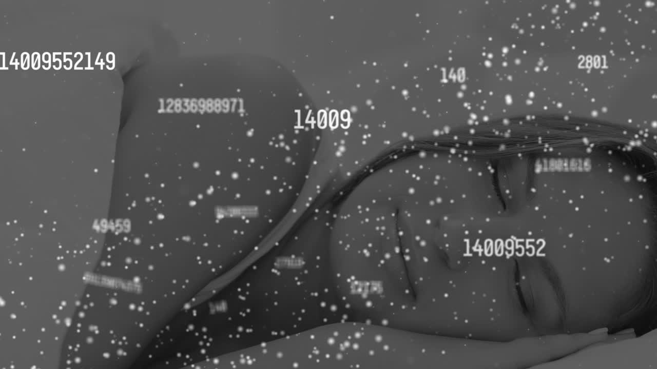 데이터 처리 및 분자의 애니메이션 백인 여성 잠