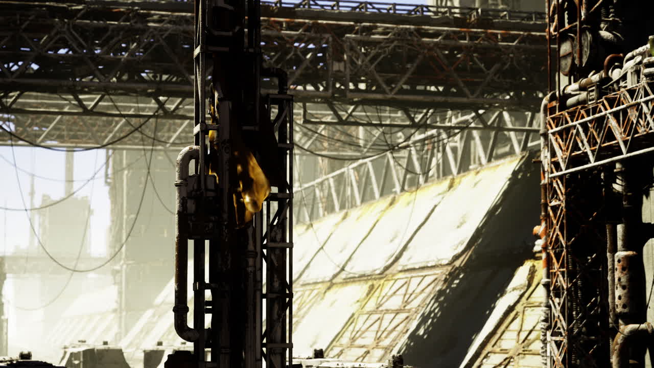 Industrial site with towering structures and intricate piping during daylight