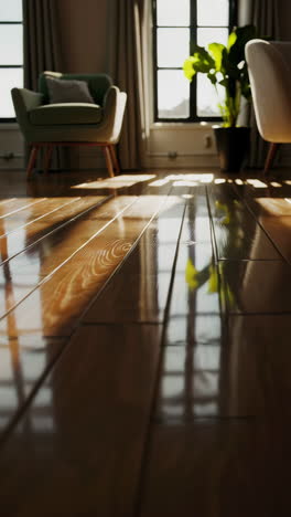 stylish living room with sunlight and wood floor