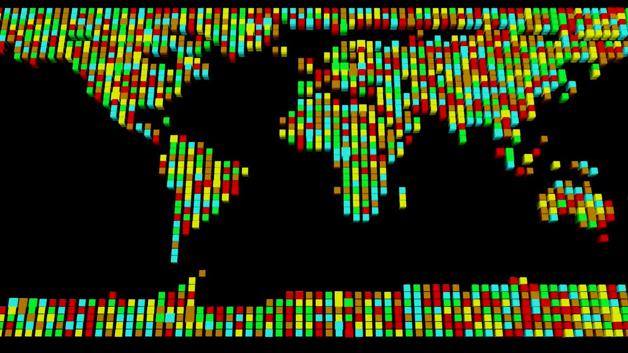 mapa del mundo del cubo multicolor