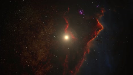 nebulosa roja de 4k flotando en el vasto universo