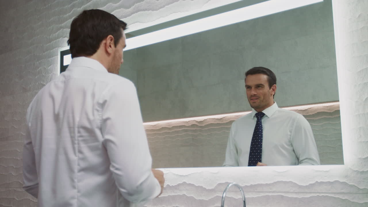 Business man motivating himself for successful day