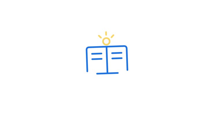 Animated Line Art Icon of an Open Book with Lightbulb