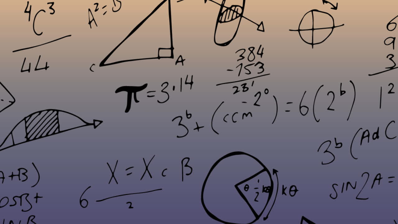 animación del procesamiento de datos matemáticos sobre un fondo azul