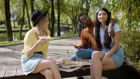 young friends posing outdoors