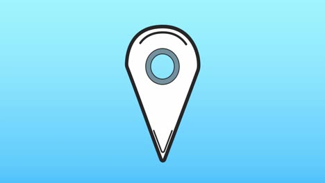 animation of location pin icon against copy space on blue background