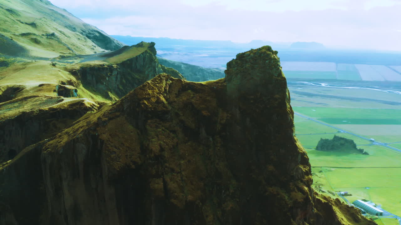 Aerial View of Dramatic Mountain Landscape in Iceland