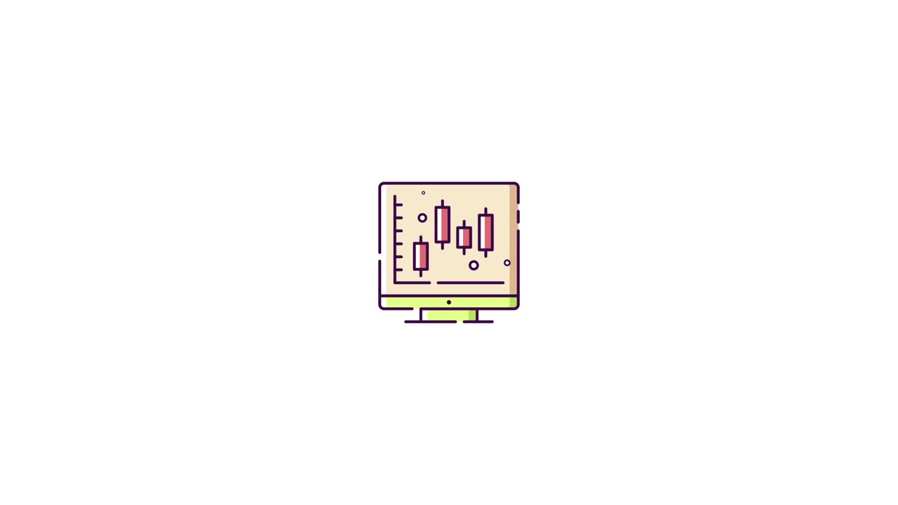 Gráfico de velas animado mostrado en un monitor de ordenador