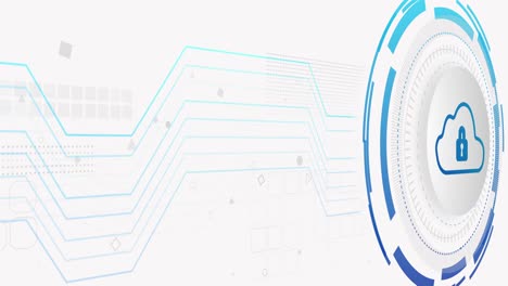 Animation-of-network-of-connections-and-cloud-with-padlock-on-white-background