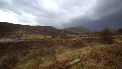 a static shot of the scottish highlands experienced during the end of winter