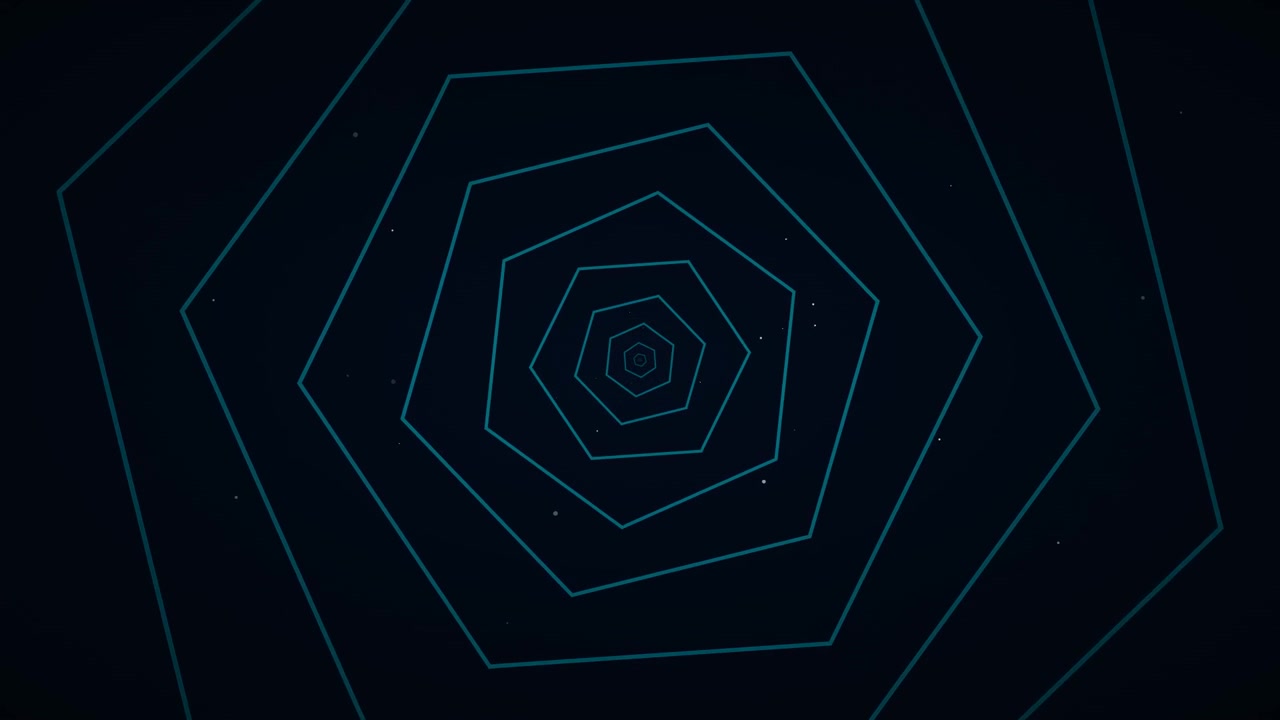 Abstract Tunnel of Glowing Blue Hexagons