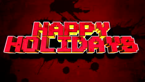 felices fiestas en textura grunge con salpicaduras de rojo y negro