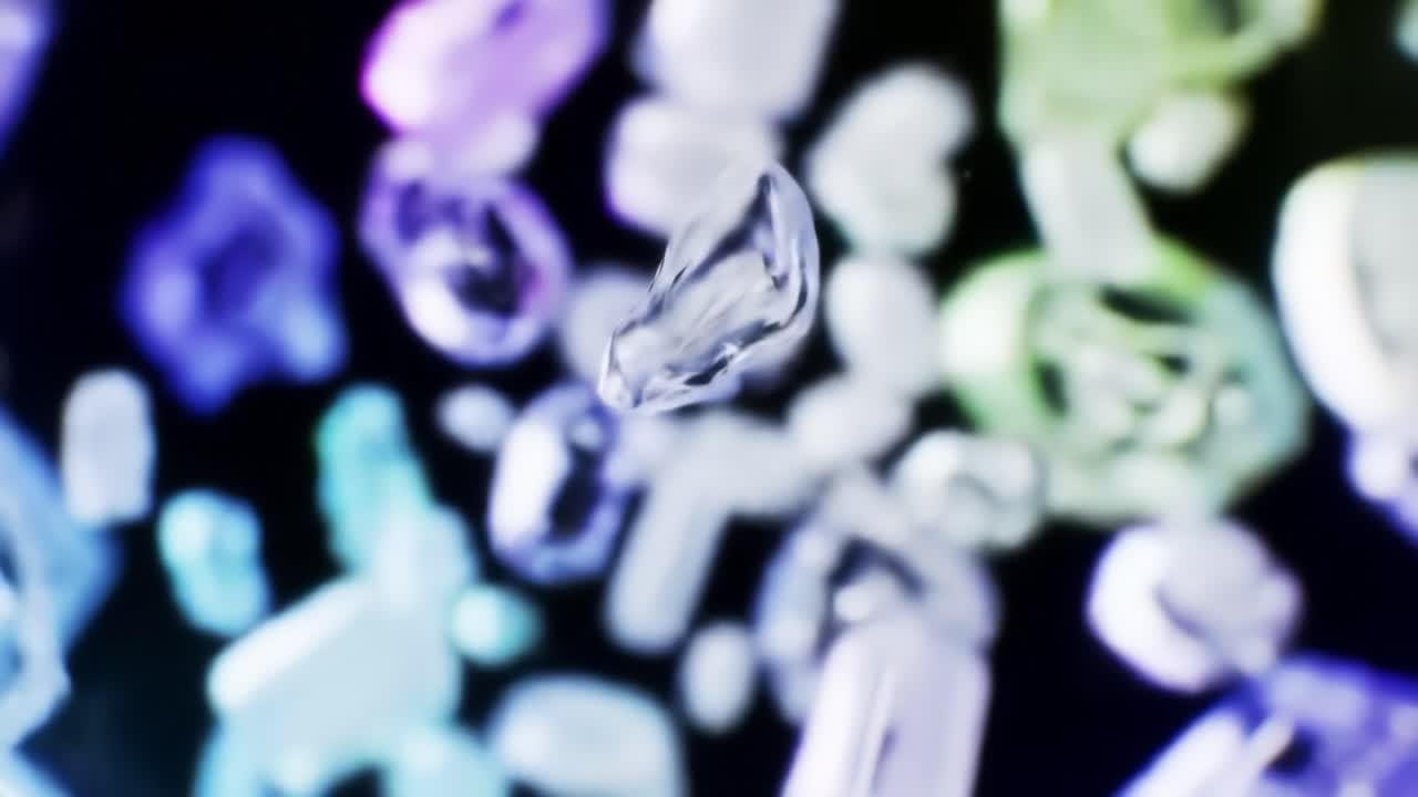 An Abstract Journey Through Colorful Glass Shapes: A Visual Exploration of Light, Form, and Texture in a Fluid Environment