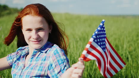 attractive red-haired teenage girl with the american flag 1