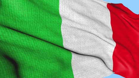 flag of italy with the texture of fabric swaying in the wind. animation of the italian national symbol sign. seamless looping video on an isolated background.