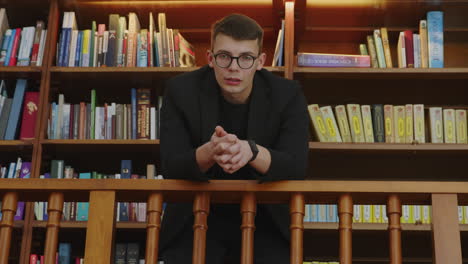 young man in library