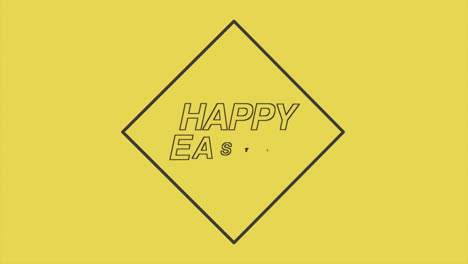 happy easter text in black frame on fashion yellow gradient