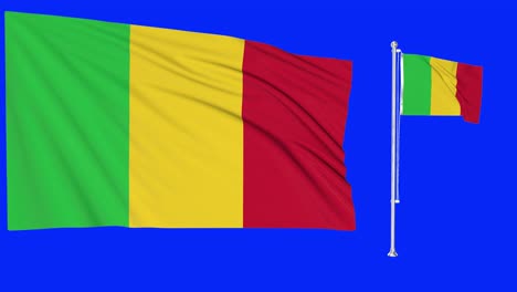 Greenscreen-Schwenkt-Mali-Flagge-Oder-Fahnenmast