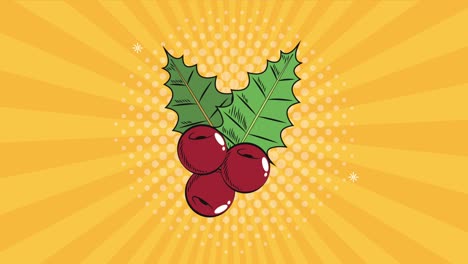animación de arte pop de navidad con bayas