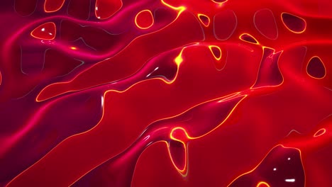 looped abstract fluid background. beautiful wavy glass surface of red liquid with pattern, gradient color and flow waves on it. creative bright bg with soft smooth animation.
