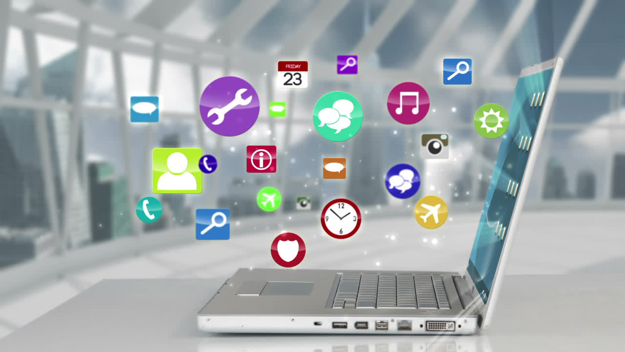 Icons poppen am Laptop auf