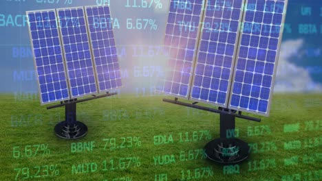 animación del procesamiento de datos financieros del mercado de valores a través de paneles solares en el campo