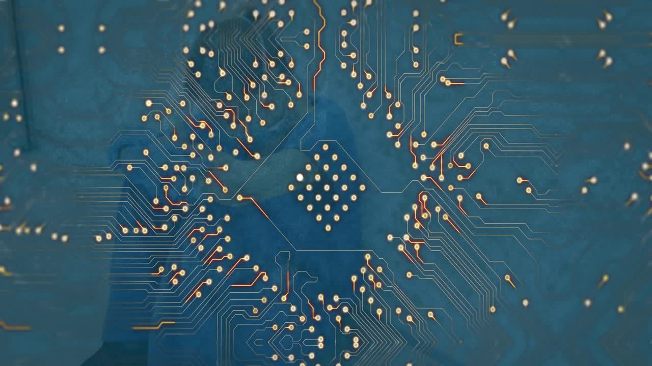 얼굴 마스크를 쓴 백인 여성 간호사에 대한 데이터 처리 애니메이션