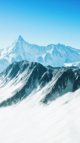 snowy mountain range under a clear blue sky