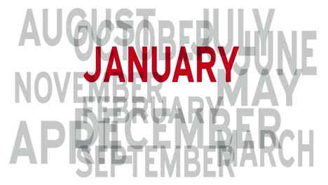 calendar of the months that passed during the year. animated white background in loop motion.