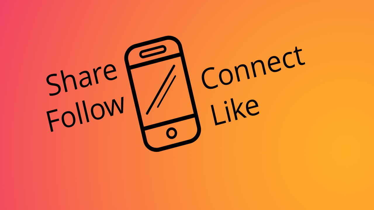 Animation of social media text over orange background