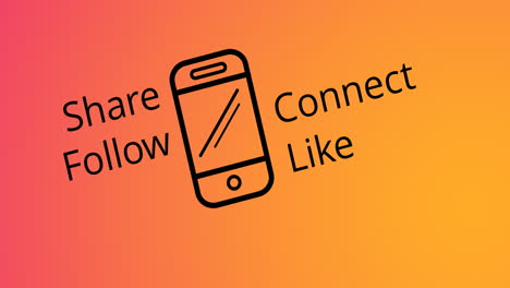 animación del texto de las redes sociales sobre un fondo naranja