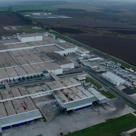 industrial complex. panoramic view of a large territory of a plant on field on nature background. aerial view.