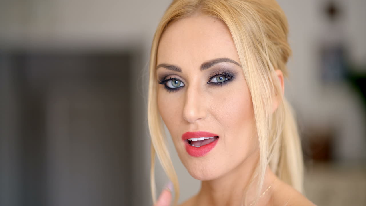 Pretty Face with Makeup of a Blond Woman