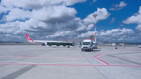 airplane airport worker transport bus