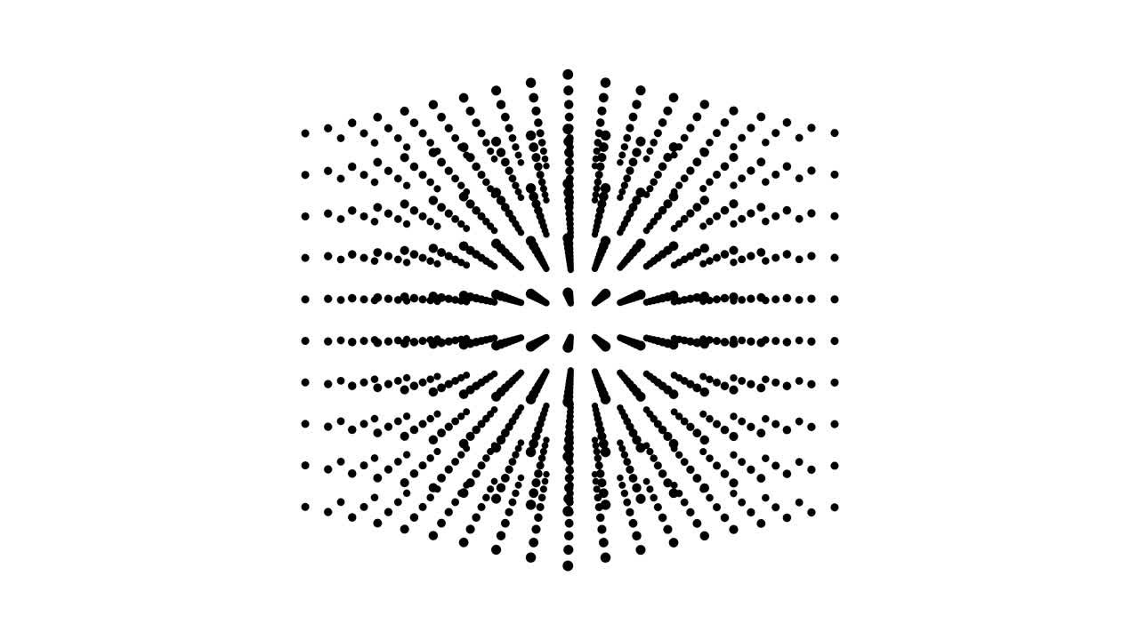 la hermosa caja cúbica negra está girando, partícula de punto.